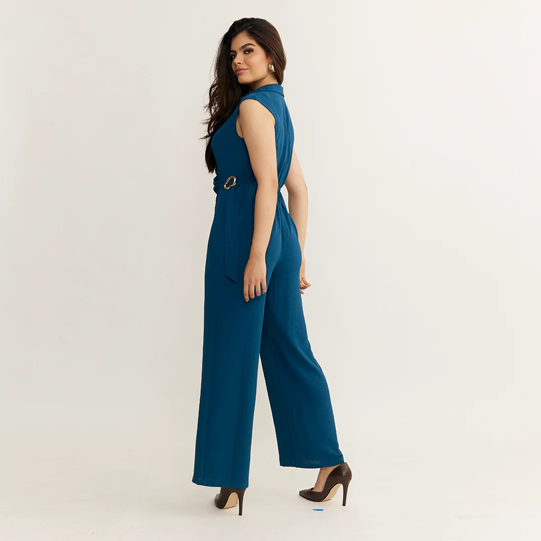 JUMPSUIT CRUZADO TEXTURIZADO AZUL 99545 - Image 5