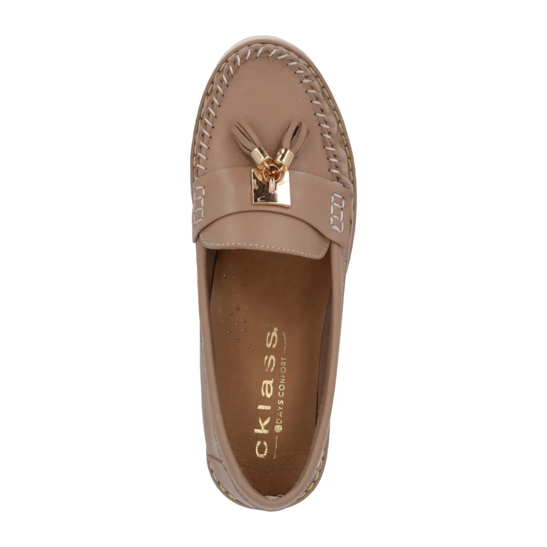 MOCASÍN CASUAL BEIGE CON HERRAJE Y BORLAS 03330 - Image 5