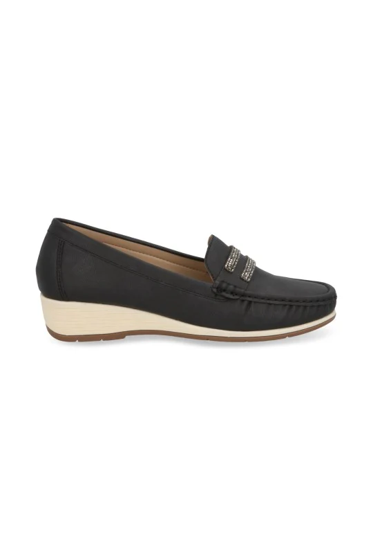 MOCASIN NEGRO CON CUÑA Y APLICACIÓN 71219 - Image 2