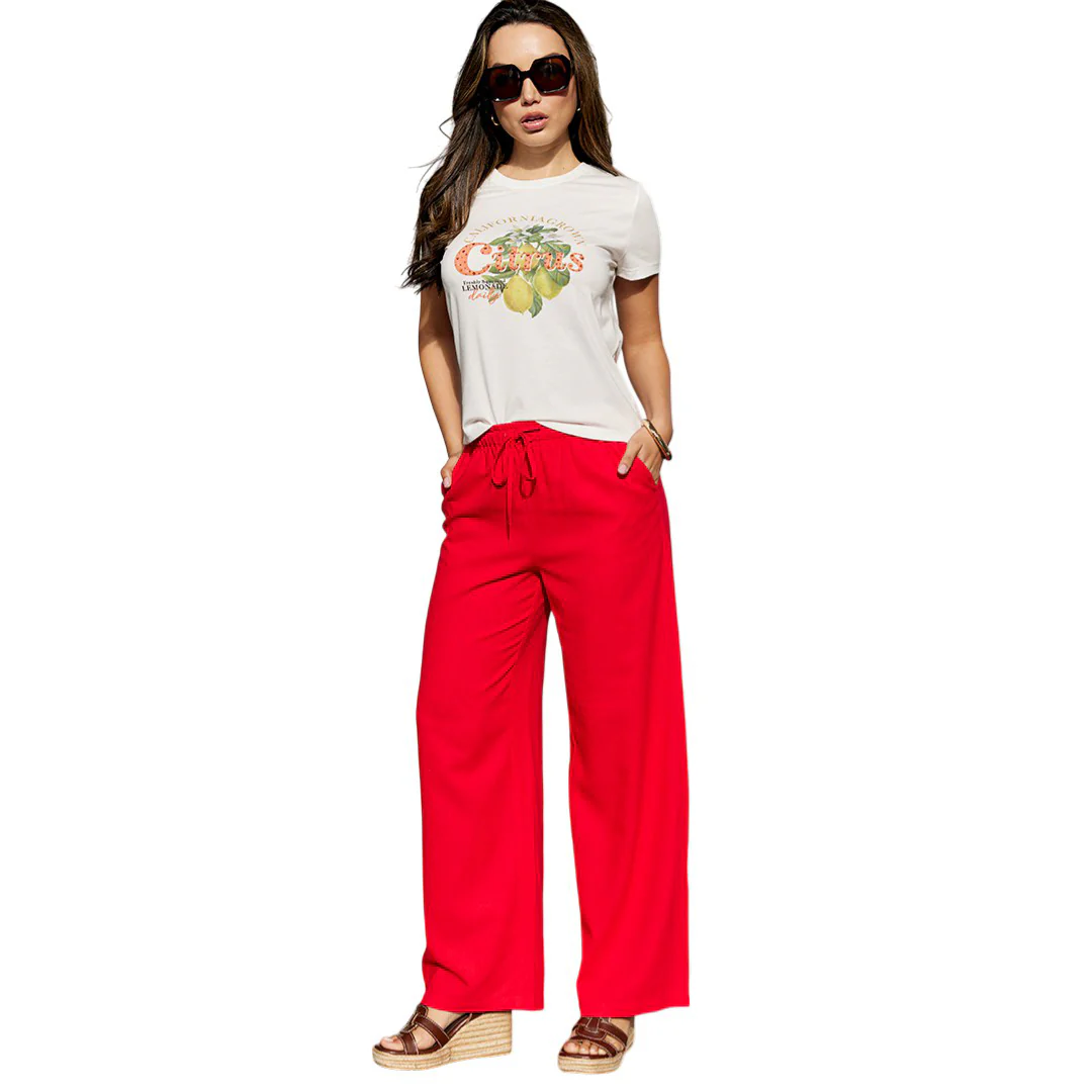 PANTALÓN AMPLIO CINTURA ELÁSTICA ROJO 96159 - Image 4