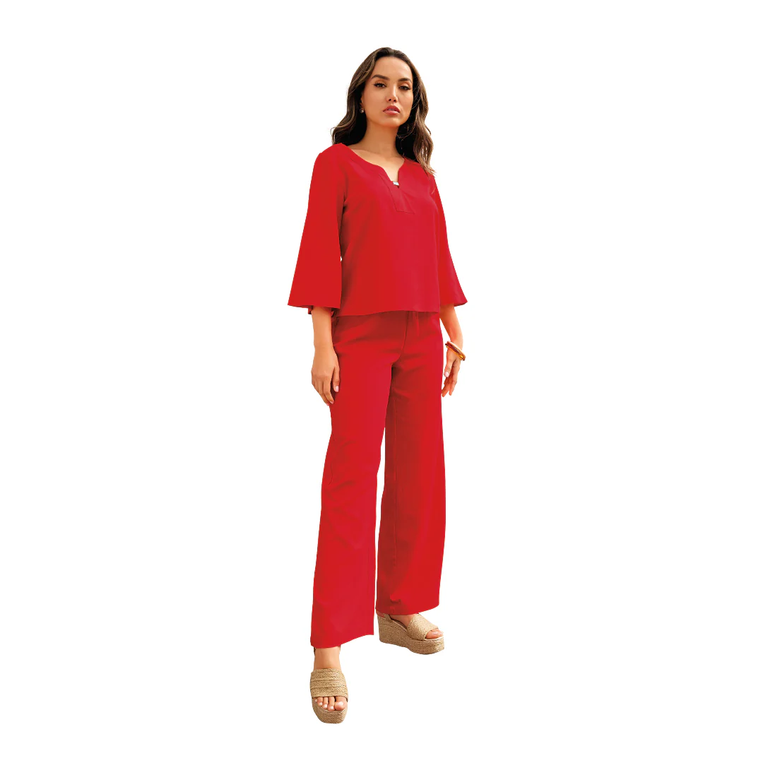 PANTALÓN AMPLIO CINTURA ELÁSTICA ROJO 96159 - Image 5