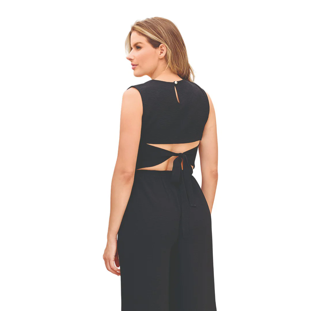 PANTALÓN AMPLIO PRETINA ELÁSTICA NEGRO 32076