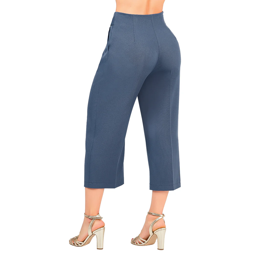 PANTALÓN AZUL CON BOTONES DORADOS MUJER 92011