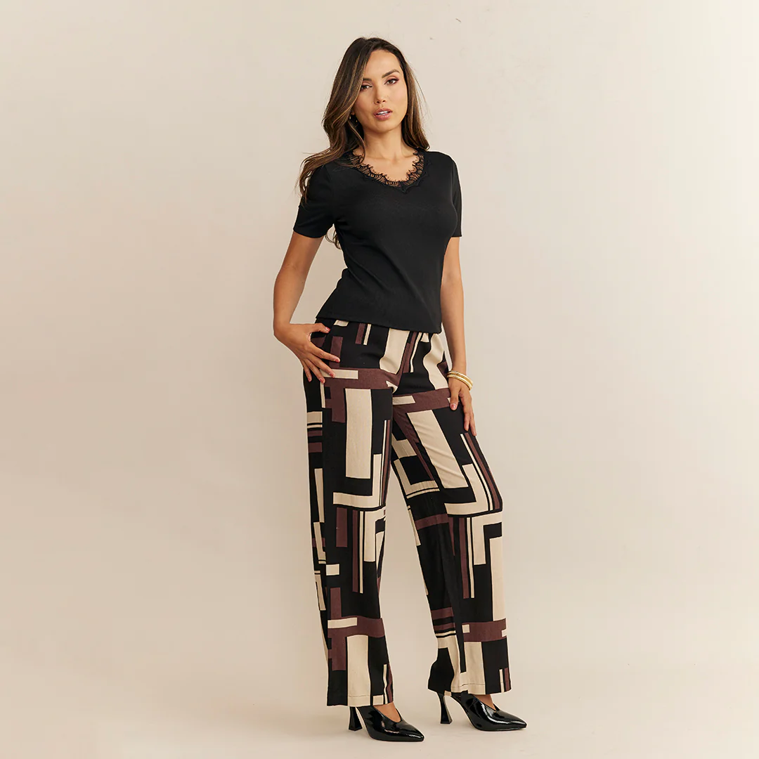 PANTALÓN ESTAMPADO GEOMÉTRICO MULTICOLOR 95799 - Image 3