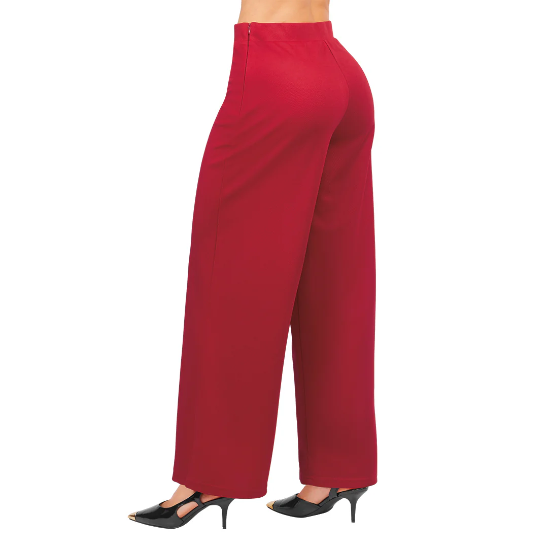 PANTALÓN PALAZZO LISO DE CORTE AMPLIO ROJO 92186