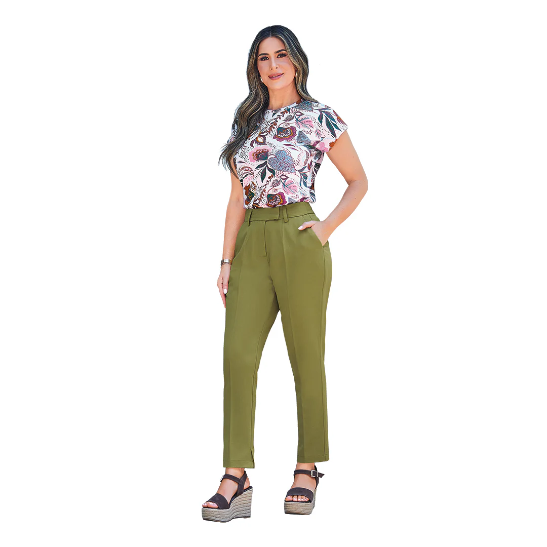 PANTALÓN VERDE DE VESTIR MUJER 92012 - Image 2