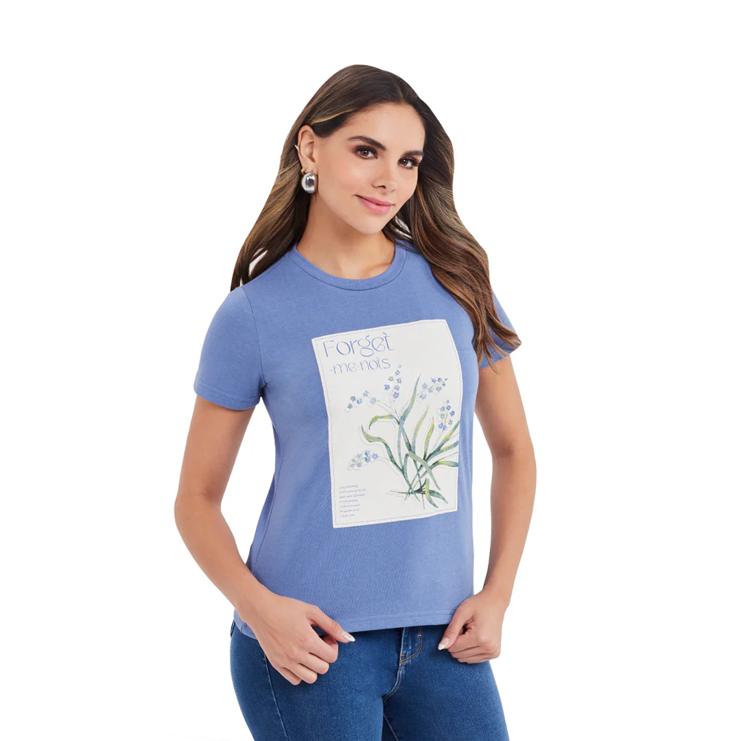 PLAYERA AZUL ESTAMPADO MUJER 95231