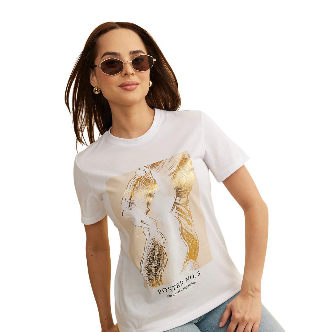 PLAYERA ESTAMPADA CUELLO REDONDO BLANCO 54644