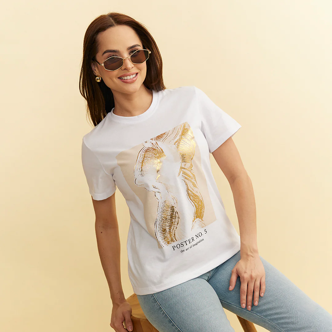 PLAYERA ESTAMPADA CUELLO REDONDO BLANCO 54644 - Image 3