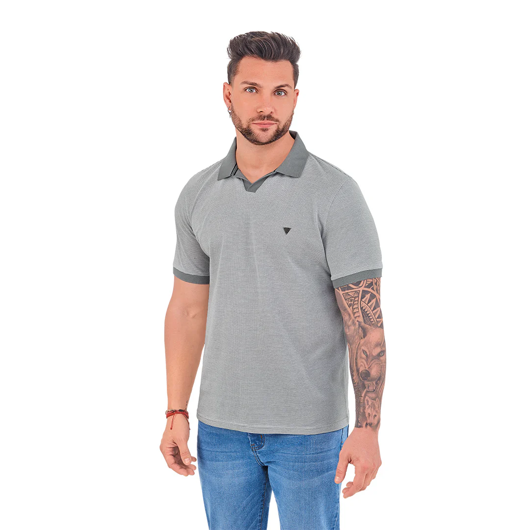 PLAYERA GRIS TIPO POLO 90679