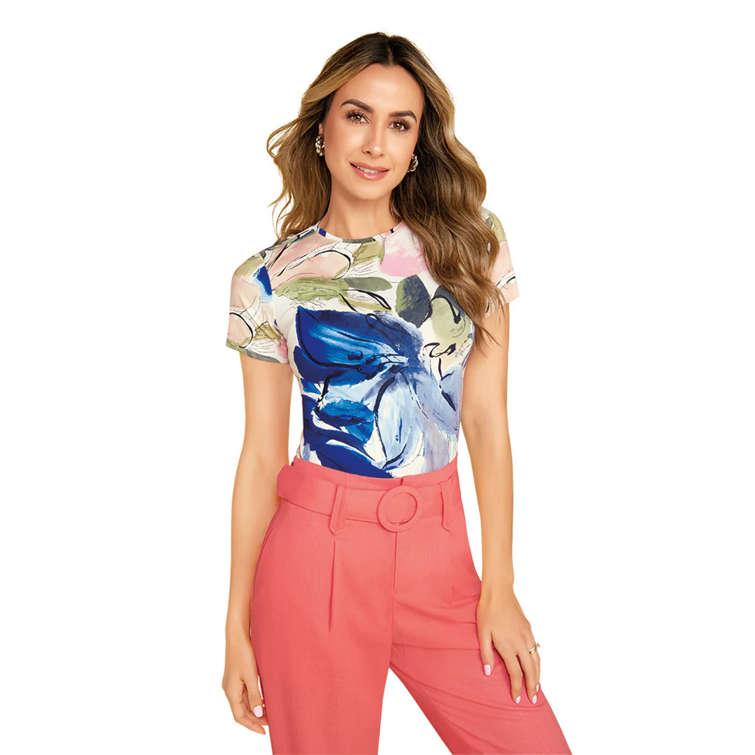 PLAYERA MULTICOLOR FLORES 93042
