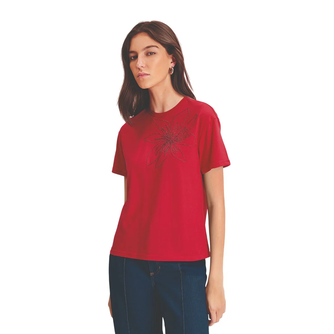 PLAYERA ROJO FLOR 94165