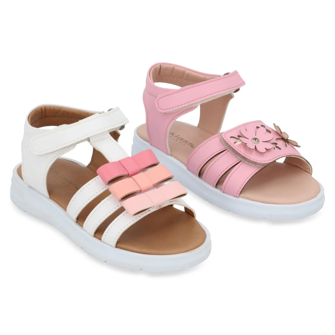 SANDALIA CASUAL BLANCO Y ROSA CON ADORNO DUO 696