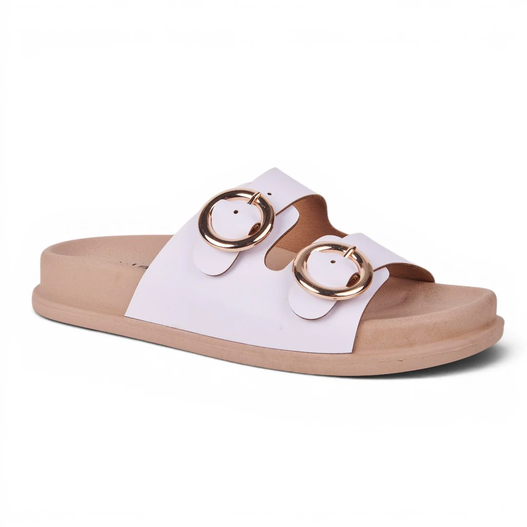 SANDALIA CONFORT DE DOBLE HEBILLA BLANCO 14484