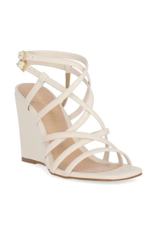 SANDALIA DE CUÑA BLANCO DE TIRAS 03681