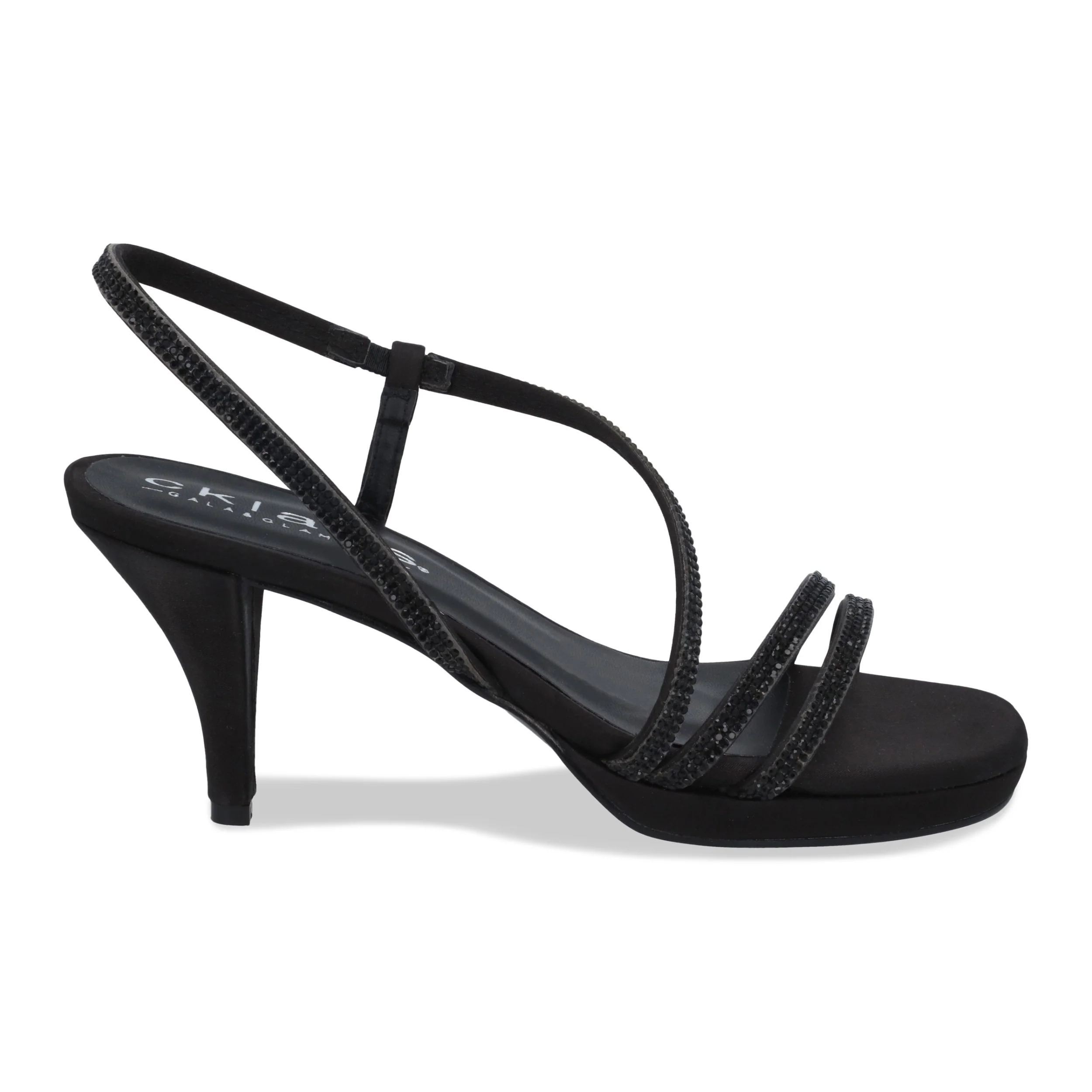 SANDALIA DE MEDIA PLATAFORMA 7CM MUJER NEGRO CON PEDRERÍA 03270 - Image 2