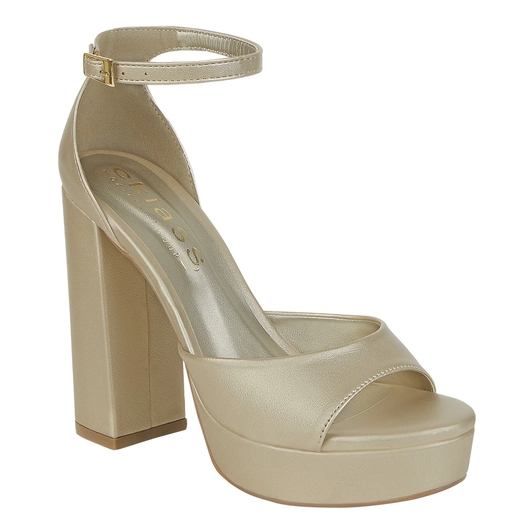 SANDALIA DE MEDIA PLATAFORMA ORO CON PULSERA 69920