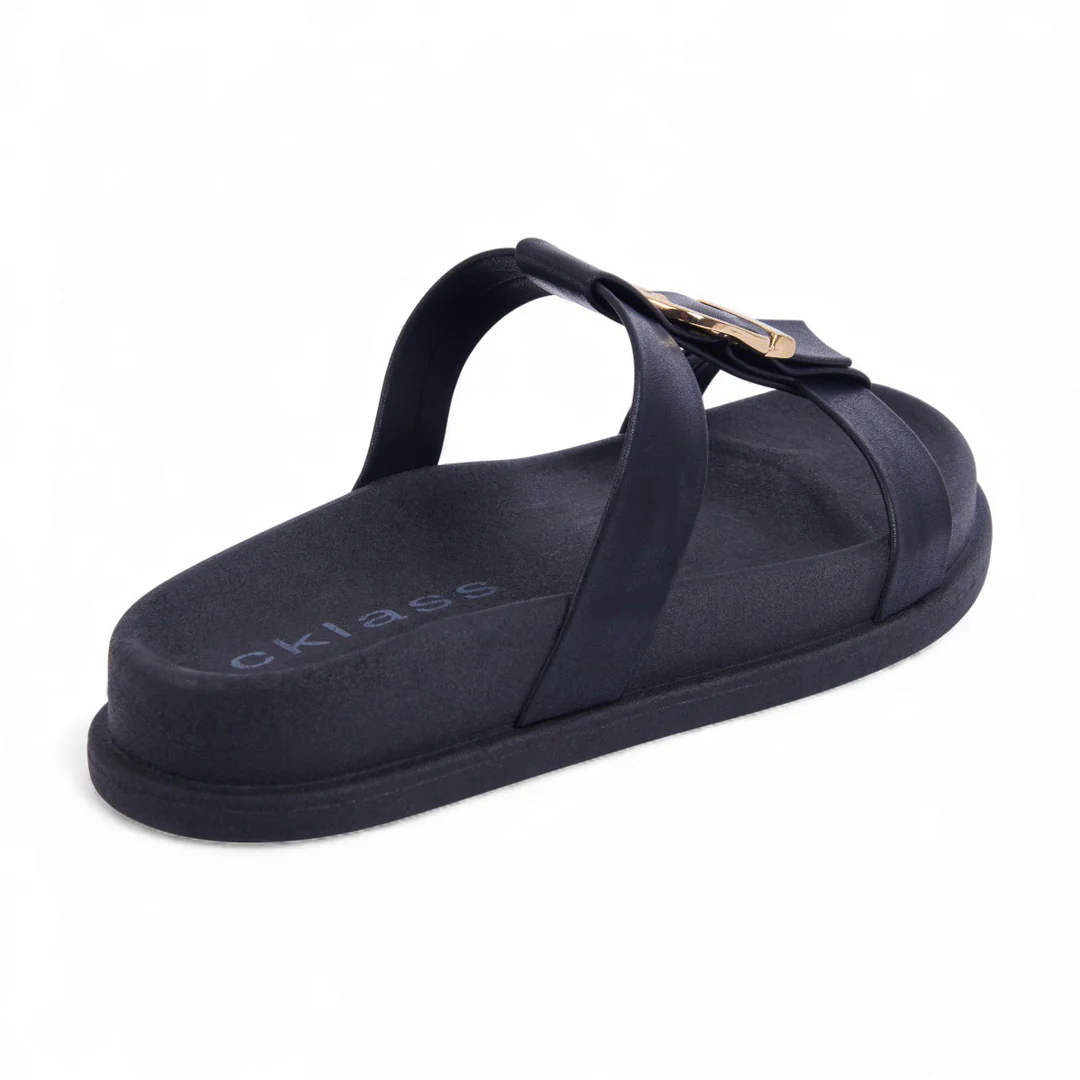 SANDALIA DE PISO NEGRO CON HEBILLA DORADA 56717 - Image 3