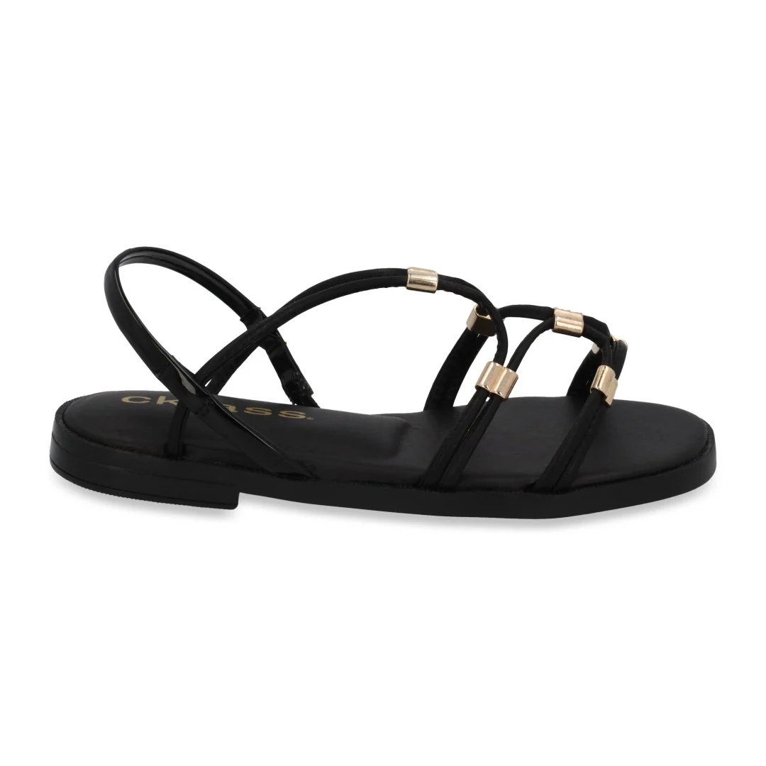 SANDALIA DE PISO NEGRO CON TIRAS 95877 - Image 2