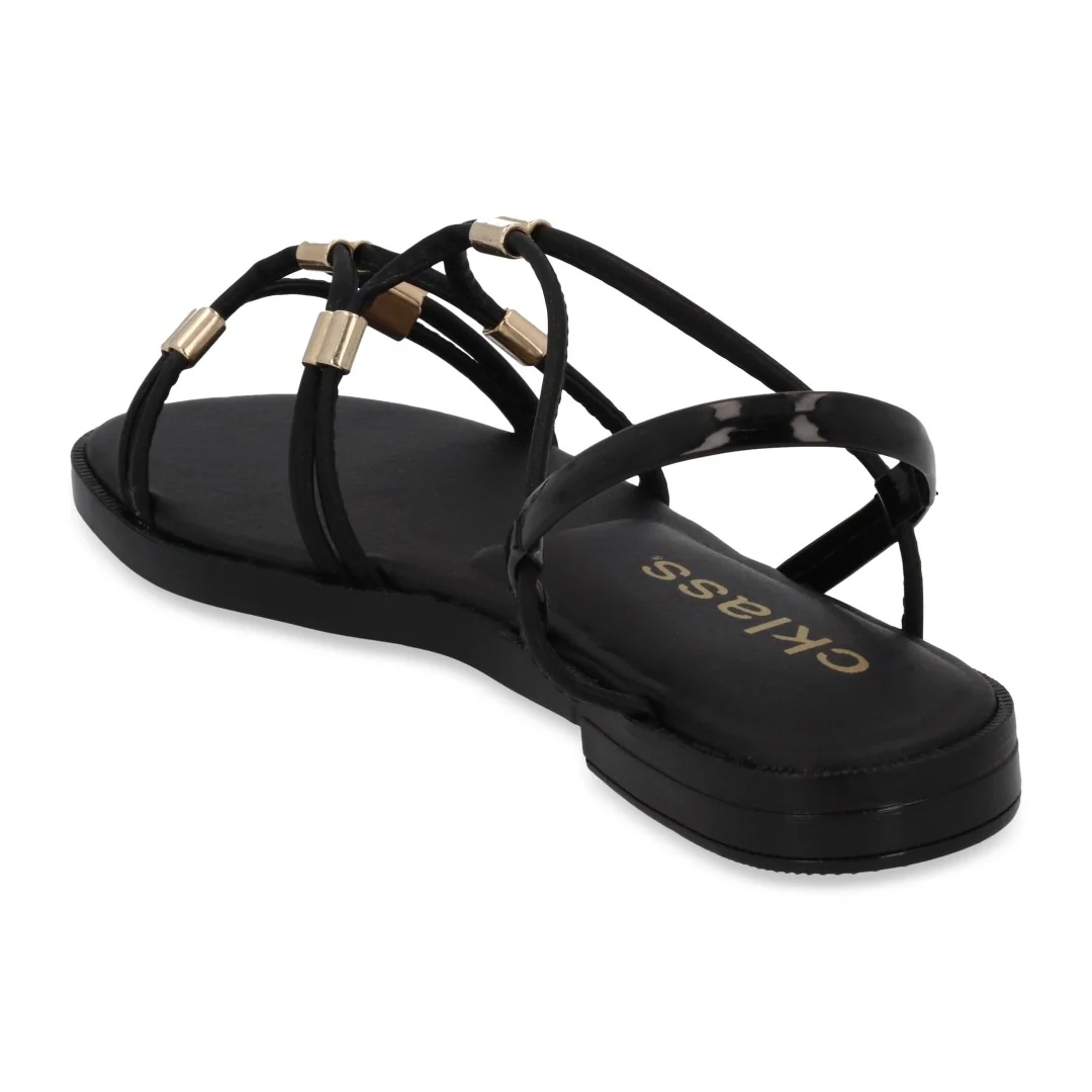 SANDALIA DE PISO NEGRO CON TIRAS 95877 - Image 3
