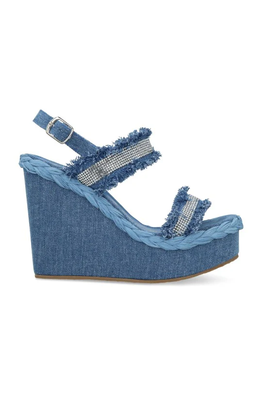 SANDALIA DE PLATAFORMA AZUL CON BRILLOS 10224 - Image 2