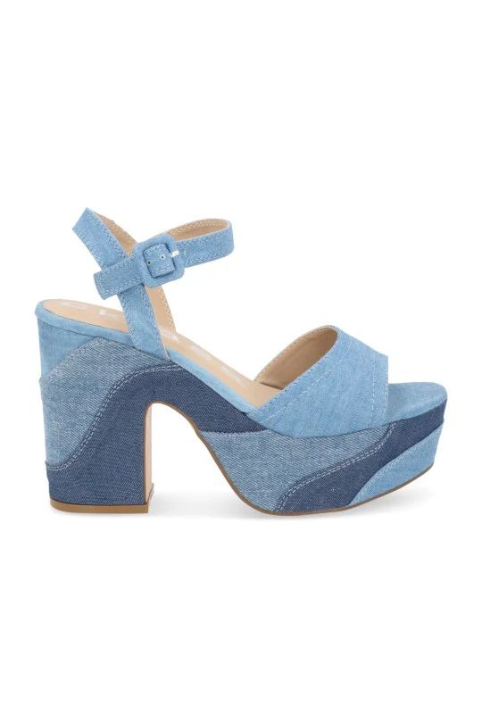 SANDALIA DE PLATAFORMA AZUL CON HEBILLA FORRADA 49747 - Image 2