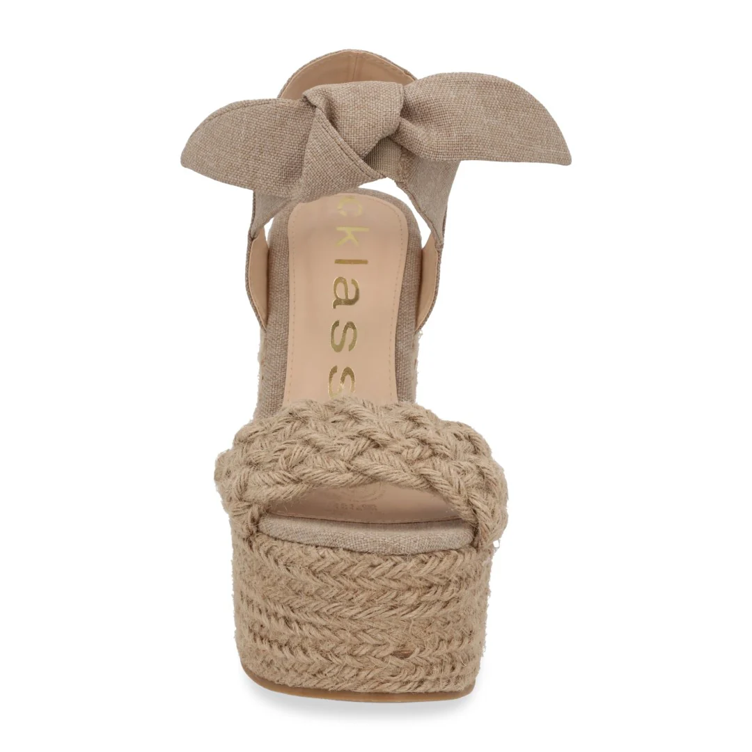 SANDALIA DE PLATAFORMA BEIGE CON MOÑO 25105 - Image 4