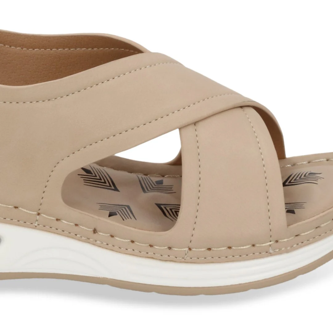 SANDALIA DE PLATAFORMA MUJER BEIGE CON CONTACTEL 70476 - Image 6