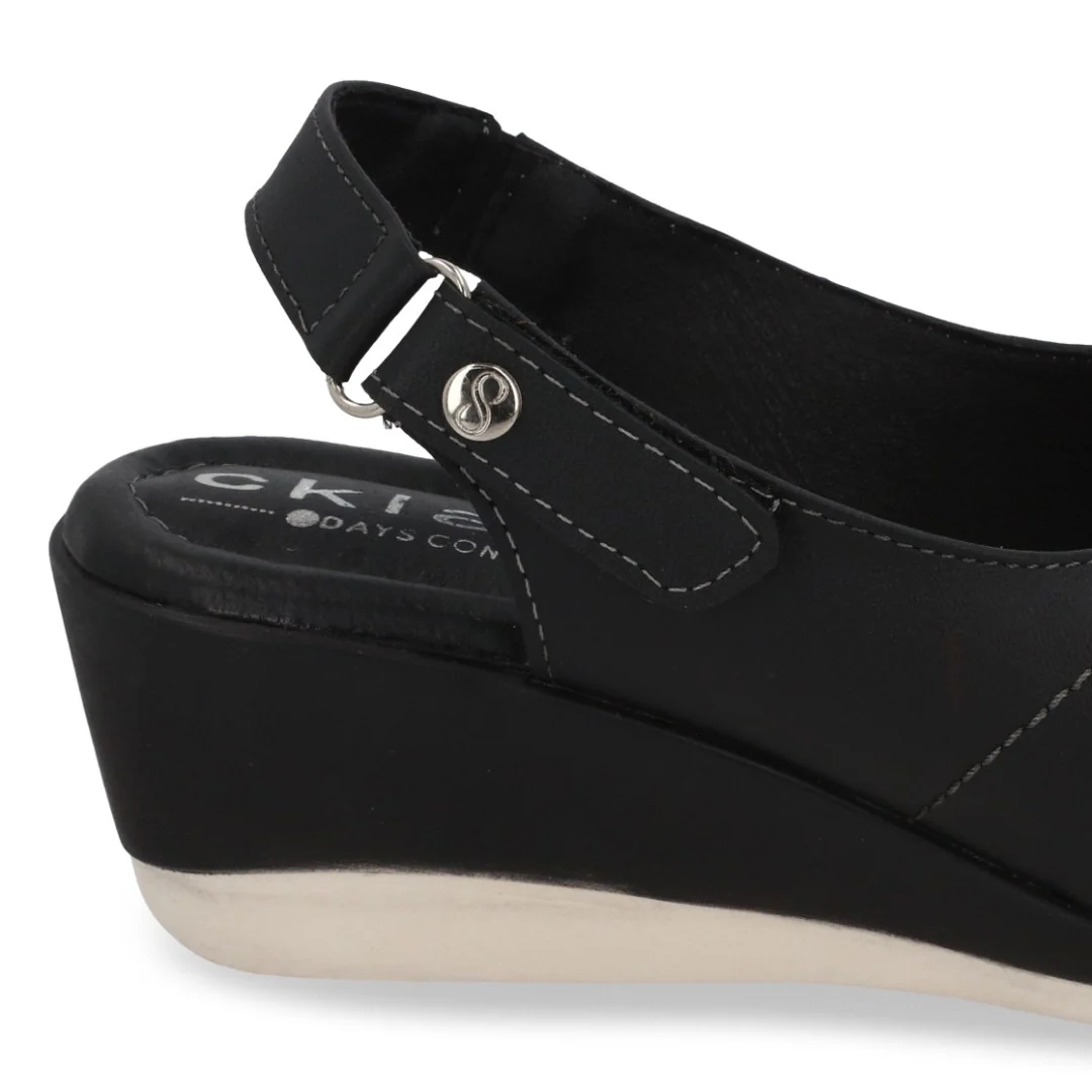 SANDALIA DE PLATAFORMA MUJER CORRIDA NEGRO DE PIEL 03695 - Image 6