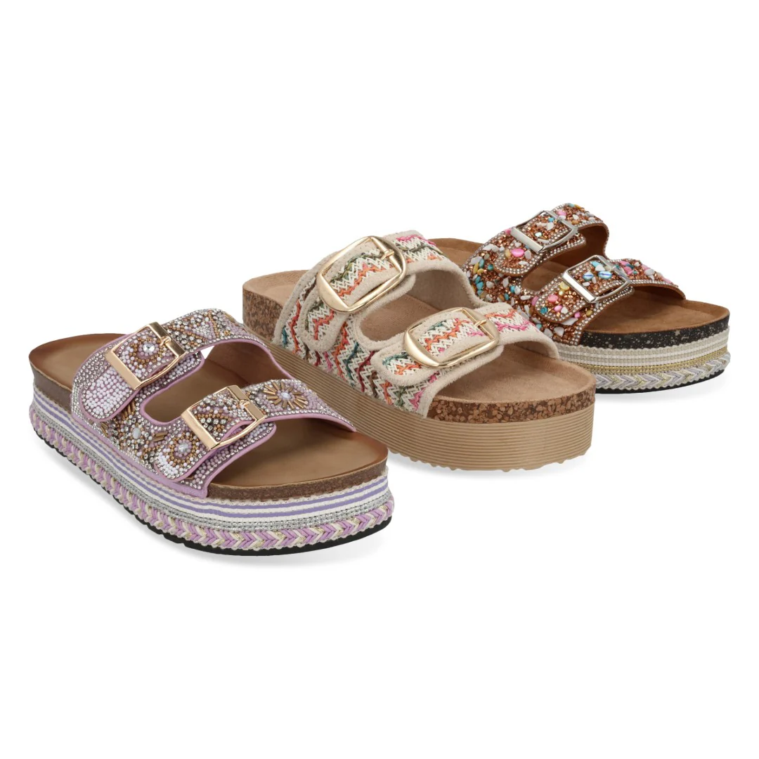 SANDALIA DE PLATAFORMA MULTICOLOR CON HEBILLAS 71744