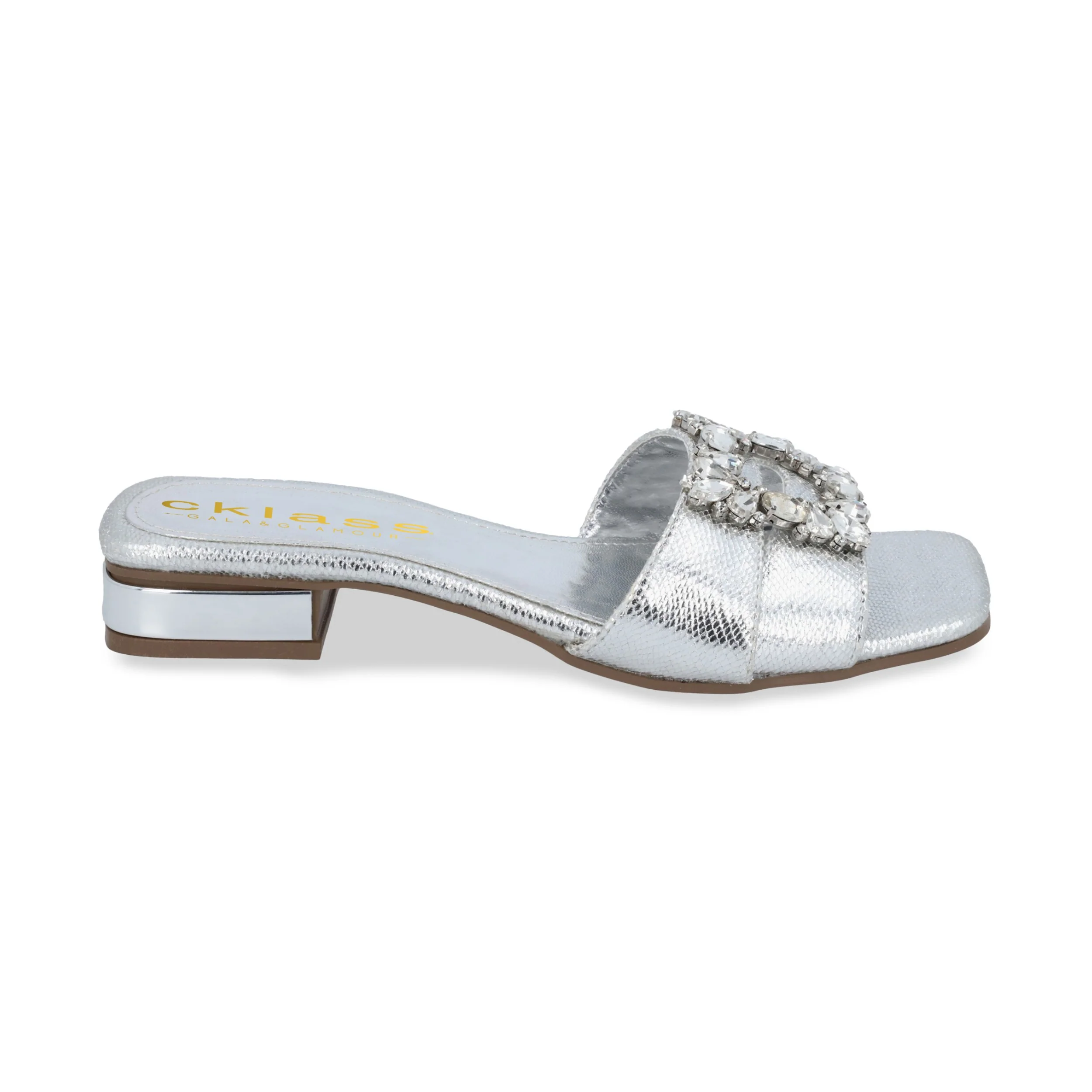 SANDALIA DE TACÓN 2CM MUJER PLATA CON PEDRERÍA 40075 - Image 2