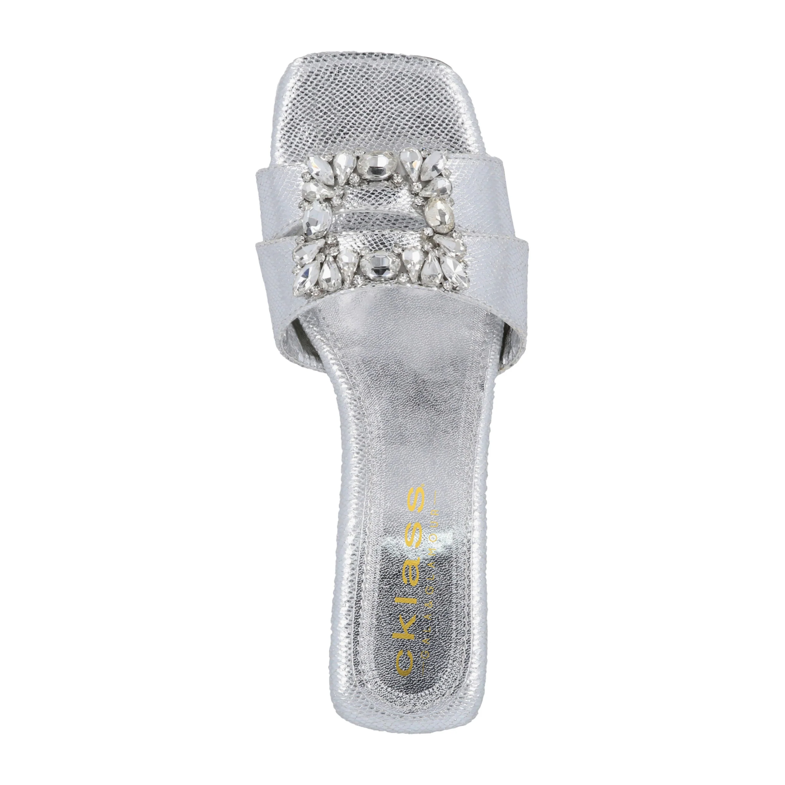 SANDALIA DE TACÓN 2CM MUJER PLATA CON PEDRERÍA 40075 - Image 5
