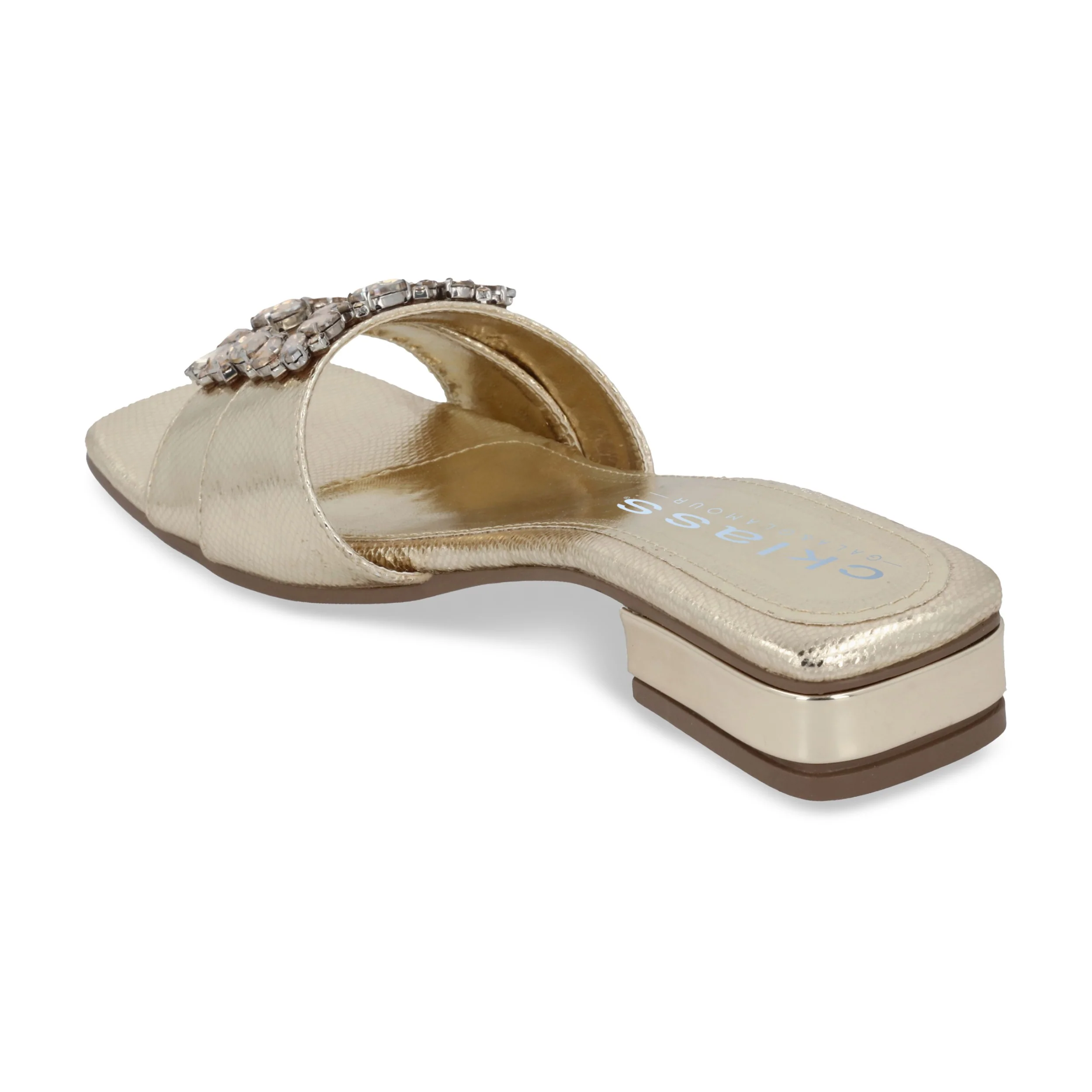 SANDALIA DE TACÓN 2CM ORO MUJER CON PEDRERÍA 40075 - Image 4