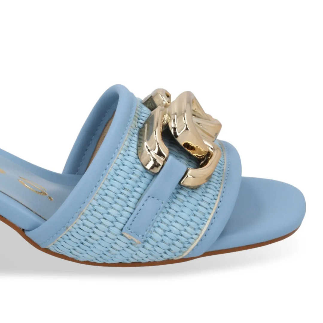 SANDALIA DE TACÓN AZUL Y MIEL CON HERRAJE 95875 - Image 12