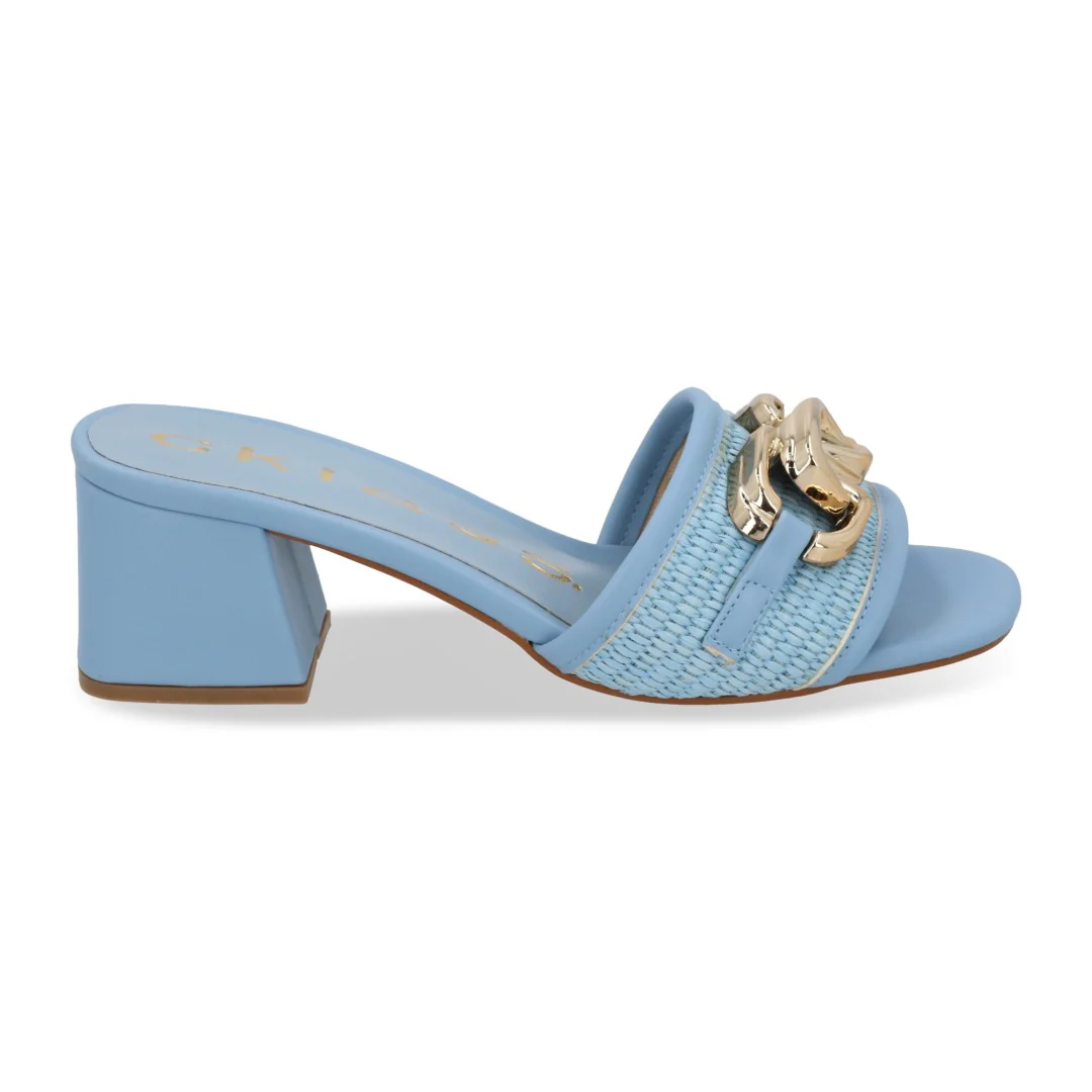 SANDALIA DE TACÓN AZUL Y MIEL CON HERRAJE 95875 - Image 8
