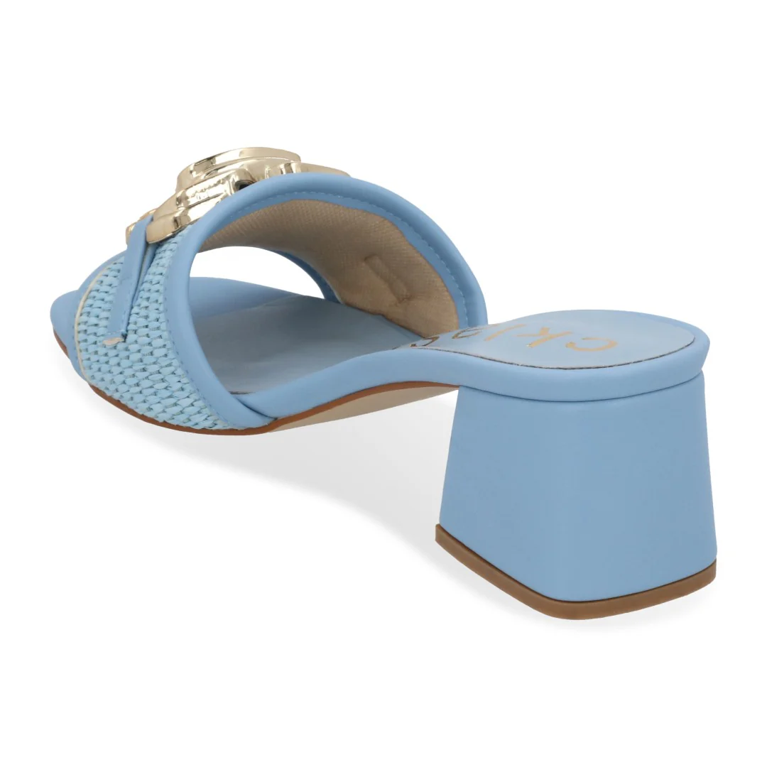 SANDALIA DE TACÓN AZUL Y MIEL CON HERRAJE 95875 - Image 9