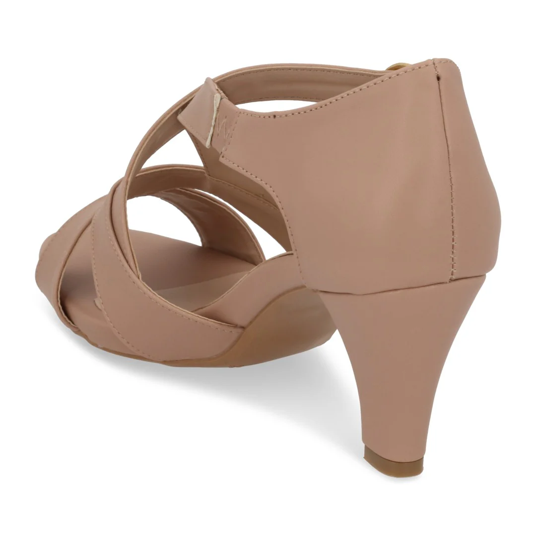 SANDALIA DE TACÓN BEIGE CON HEBILLA 03199 - Image 3