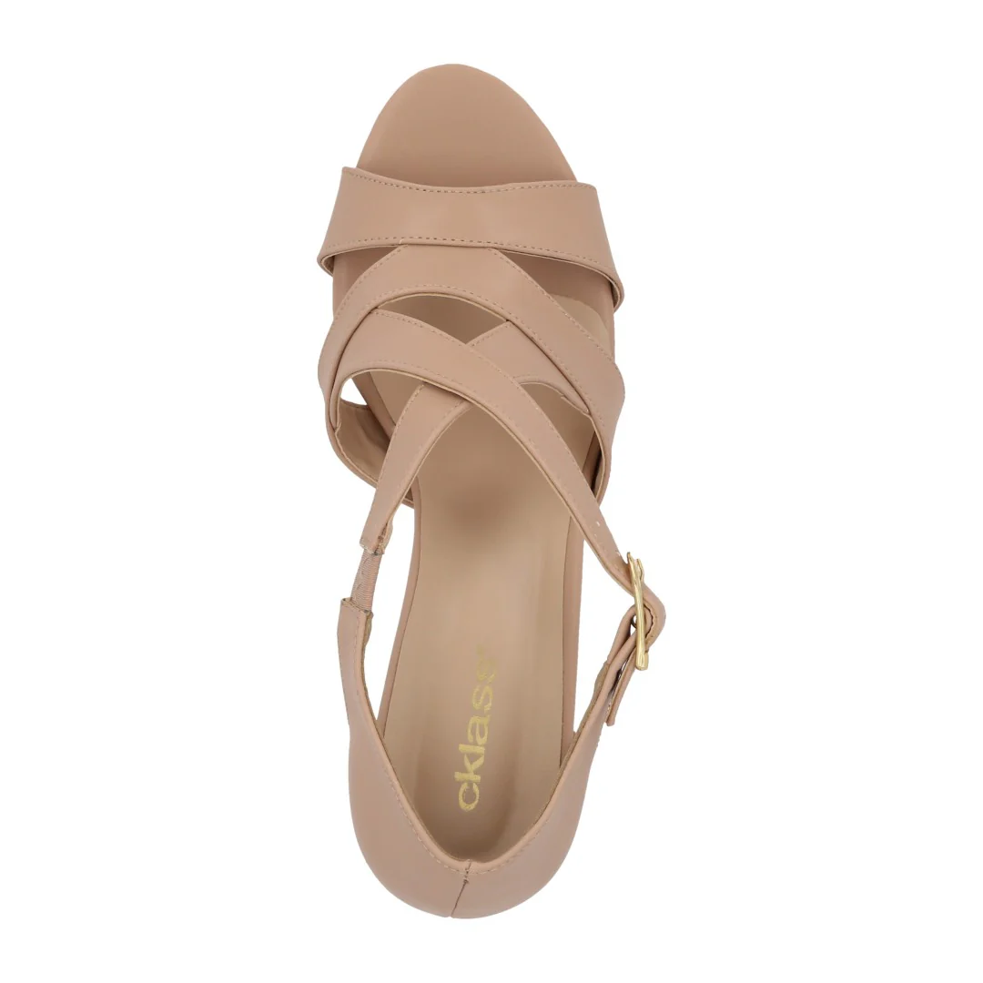 SANDALIA DE TACÓN BEIGE CON HEBILLA 03199 - Image 5