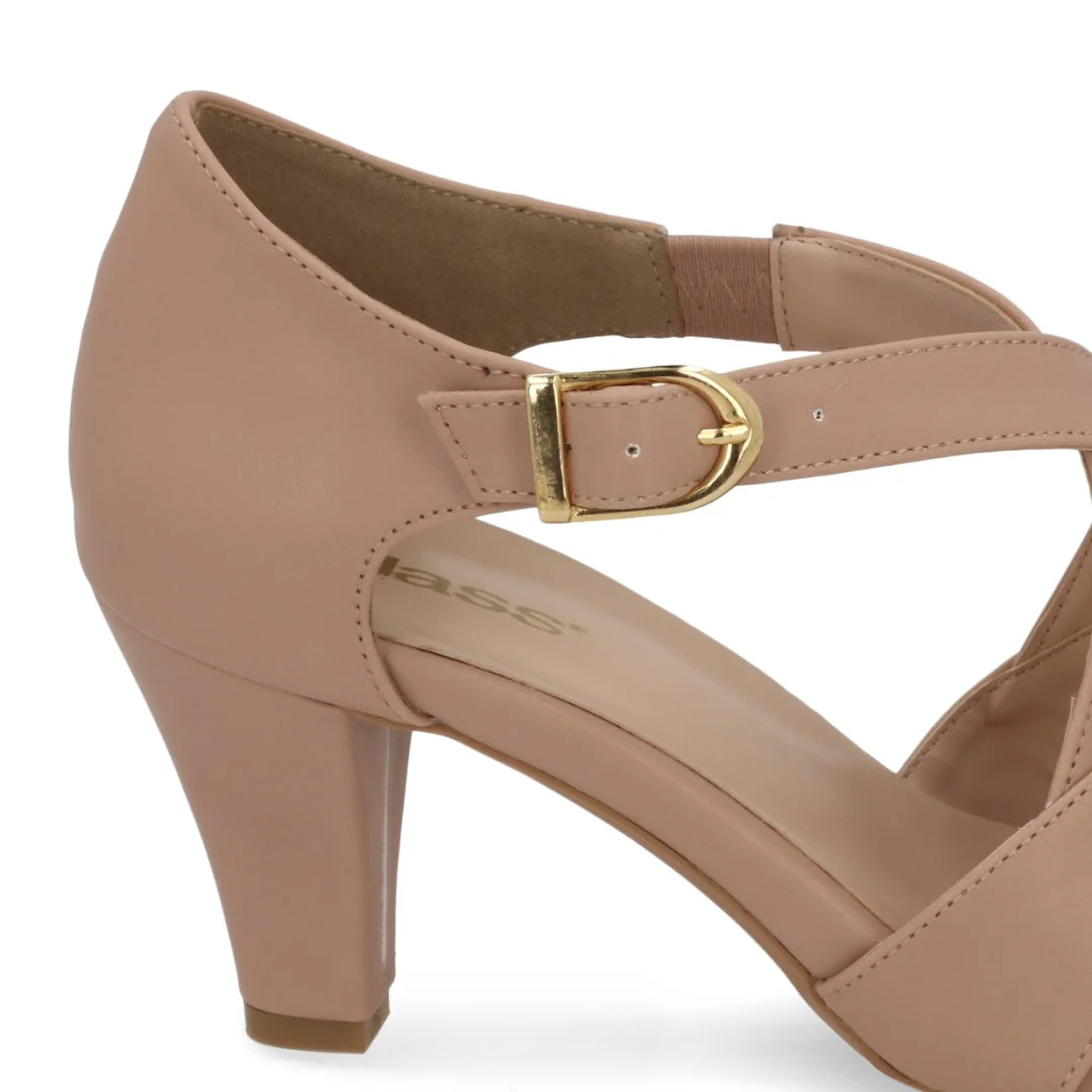 SANDALIA DE TACÓN BEIGE CON HEBILLA 03199 - Image 6