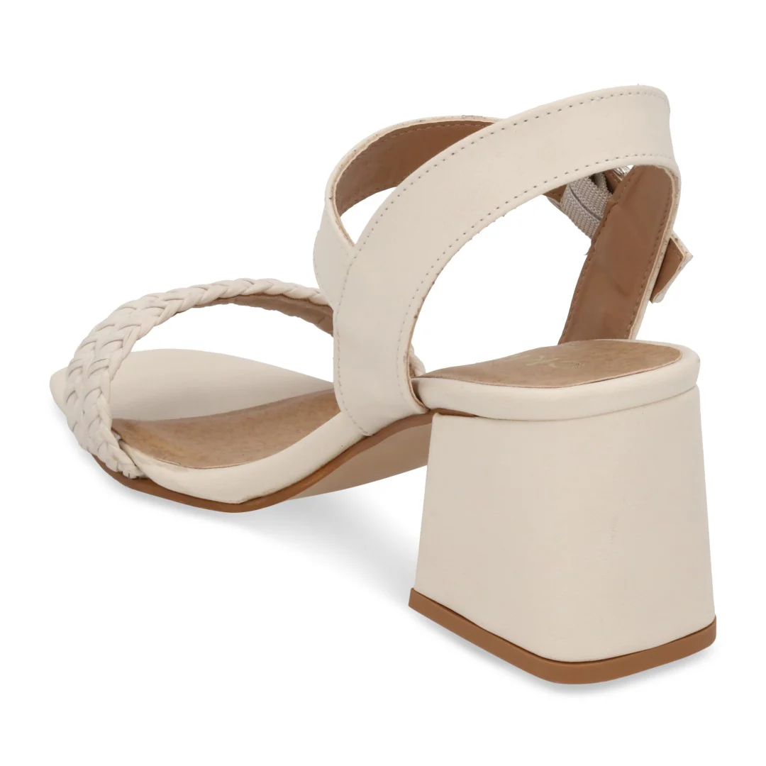 SANDALIA DE TACÓN BEIGE Y HUESO CON HEBILLA 04999 - Image 3
