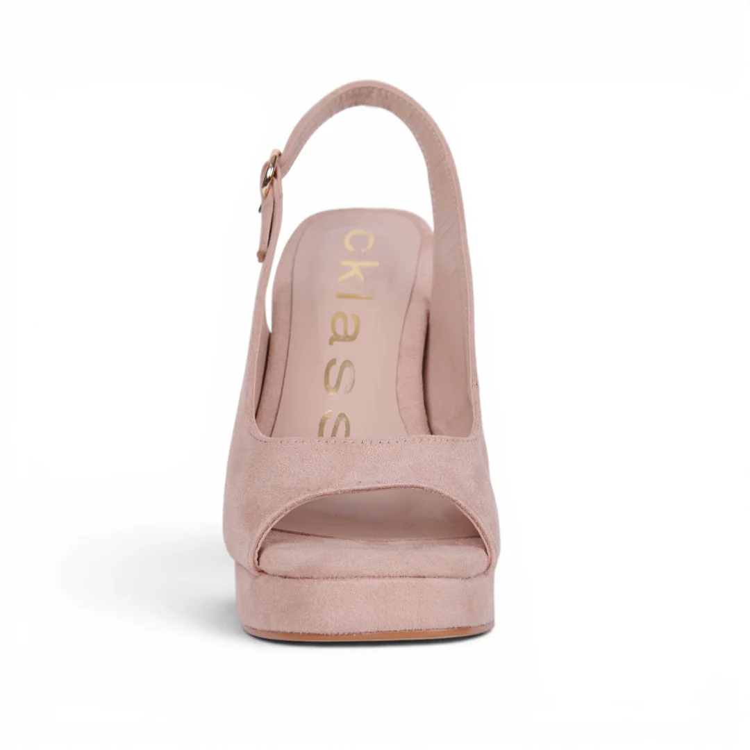 SANDALIA DE TACÓN GAMUZA BEIGE 10140 - Image 3