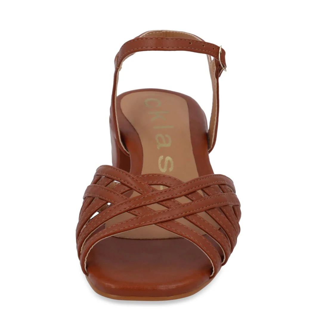 SANDALIA DE TACÓN MIEL DE TIRAS 32227 - Image 4