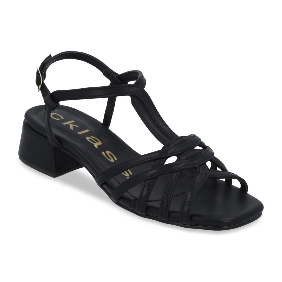 SANDALIA DE TACÓN NEGRO DE TIRAS 32226