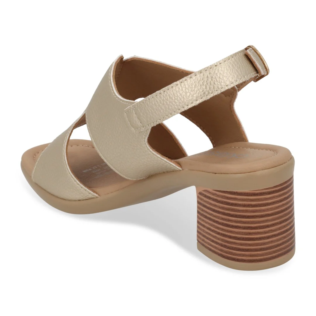 SANDALIA DE TACÓN ORO CON HEBIILLA 70496 - Image 3