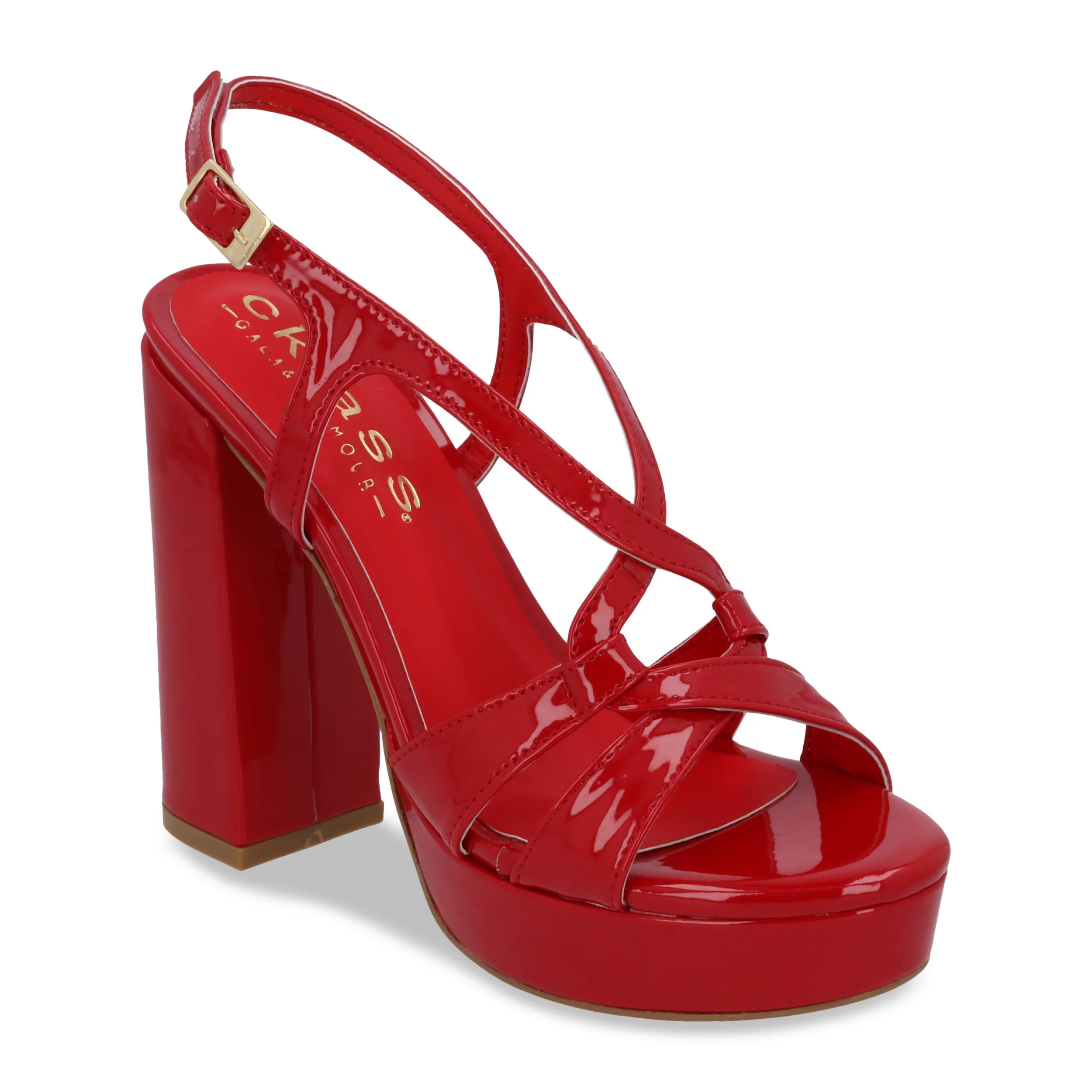 SANDALIA DE TACÓN ROJO 12CM MUJER CON HEBILLA 69923