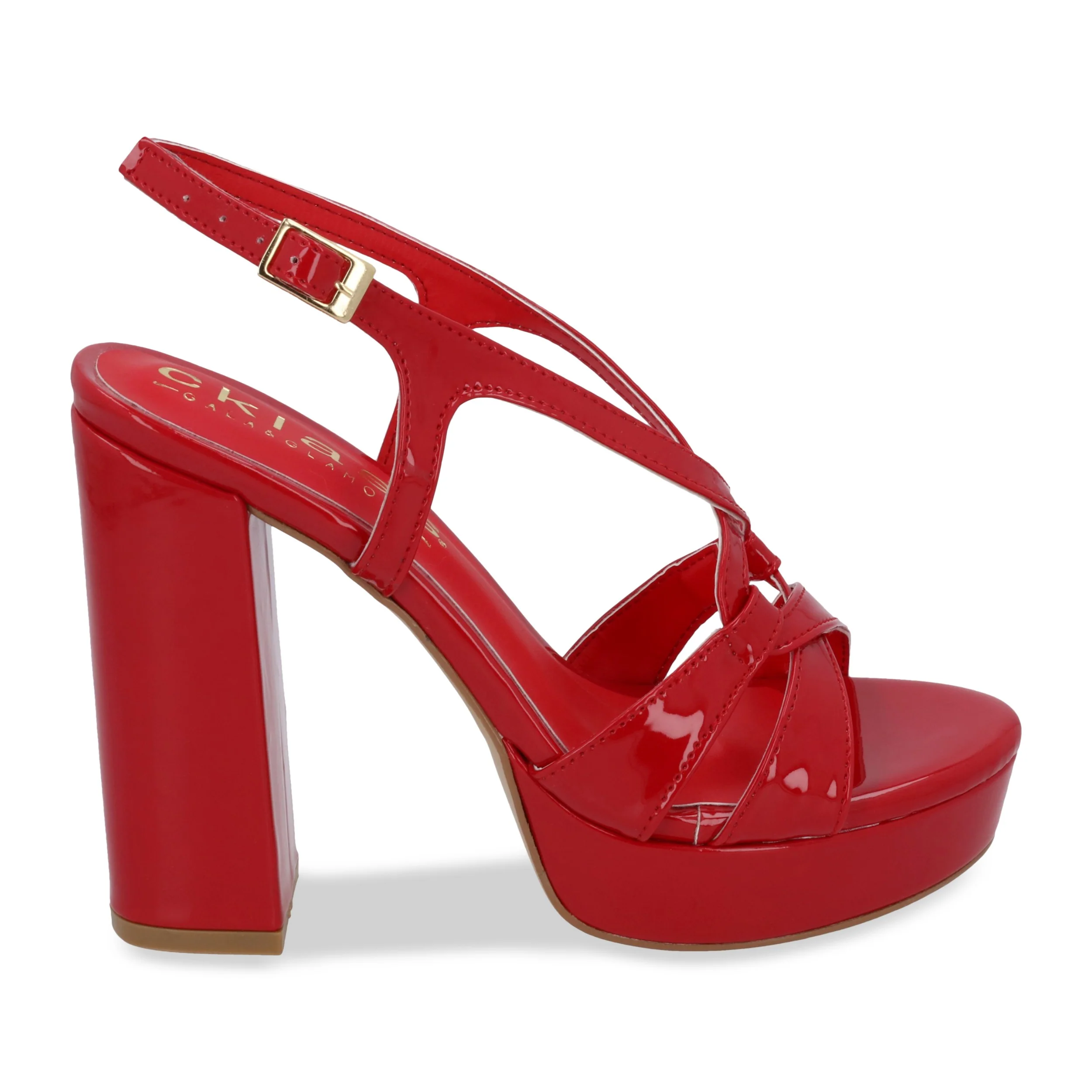 SANDALIA DE TACÓN ROJO 12CM MUJER CON HEBILLA 69923 - Image 2