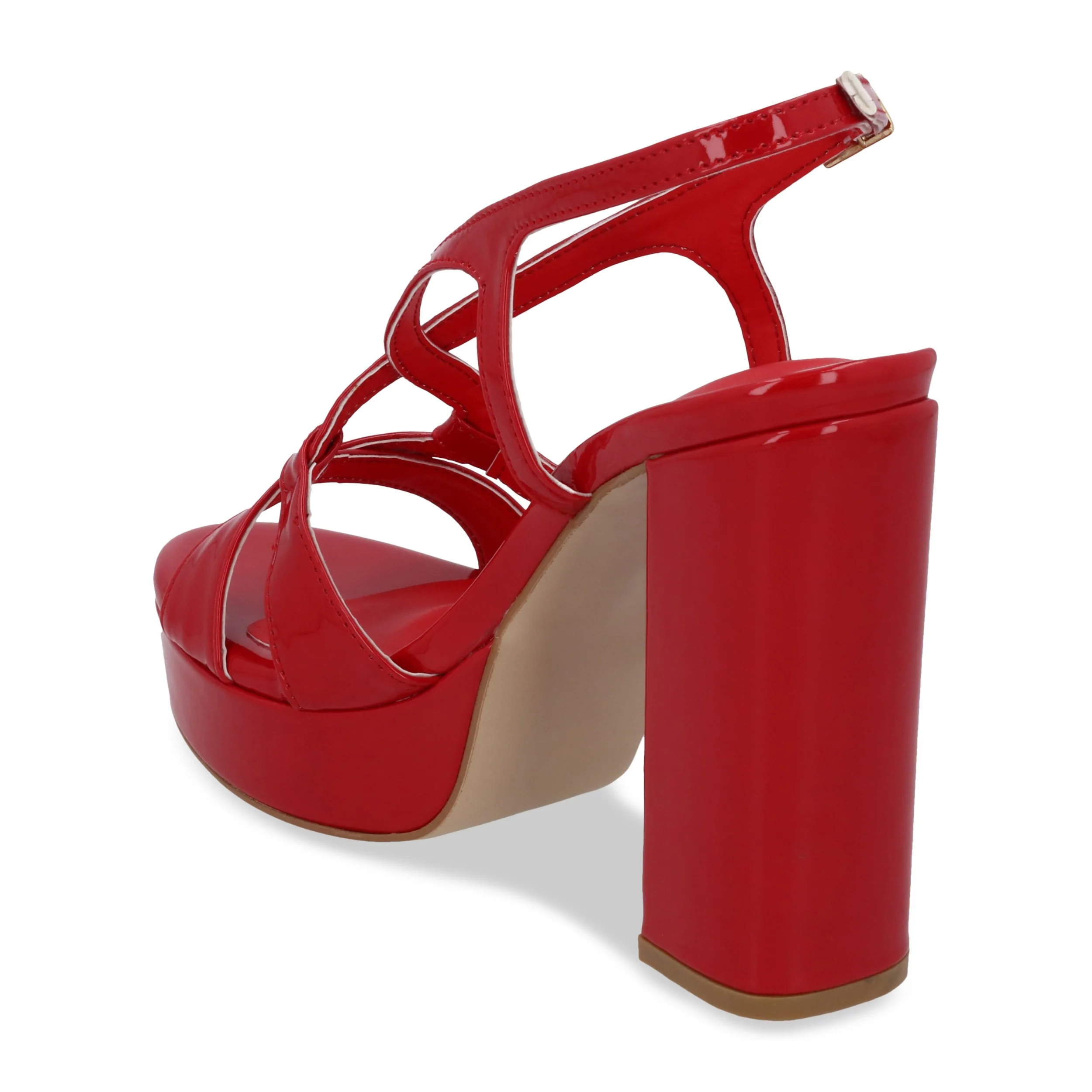 SANDALIA DE TACÓN ROJO 12CM MUJER CON HEBILLA 69923 - Image 3