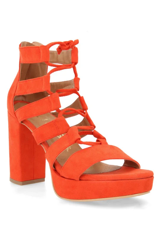 SANDALIA MEDIA PLATAFORMA NARANJA TIRA AJUSTABLE 24243