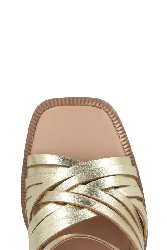 SANDALIA MEDIA PLATAFORMA ORO TIPO VAQUETA 94933 - Image 6