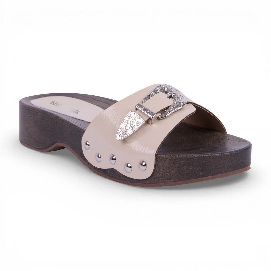 SANDALIA SUECO HEBILLA HUESO 10833